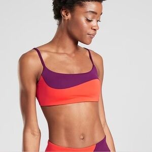 Athleta A-C Asym Scoop Swim Bikini Top Colorblock Purple Red Size XS GUC
